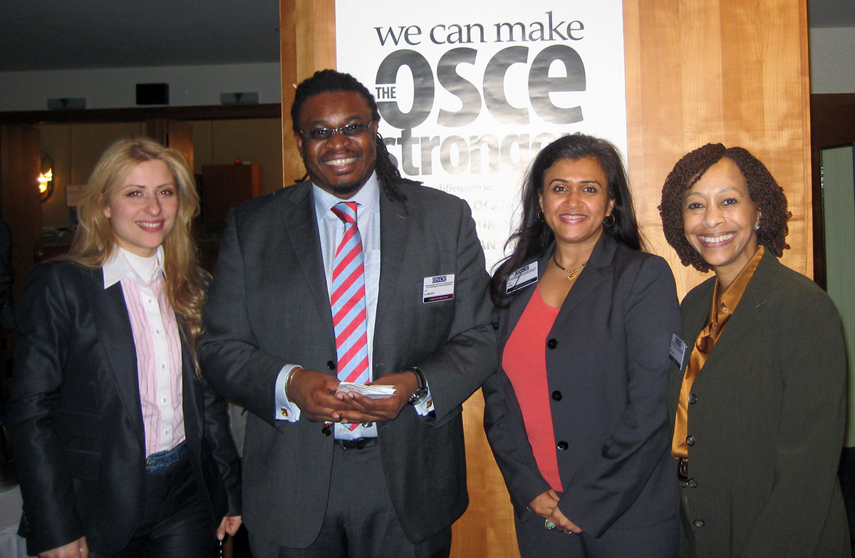 Dr. Joshi with other panel members at the Organization for Security and Cooperation in Europe meeting in Vienna, Austria