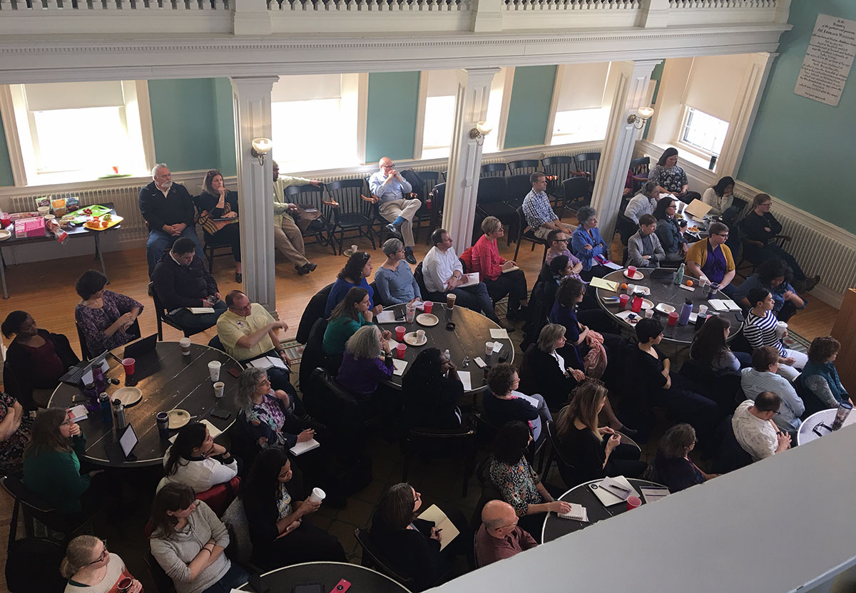 Participants listen intently at Dr. Joshi's presentation at Williams College