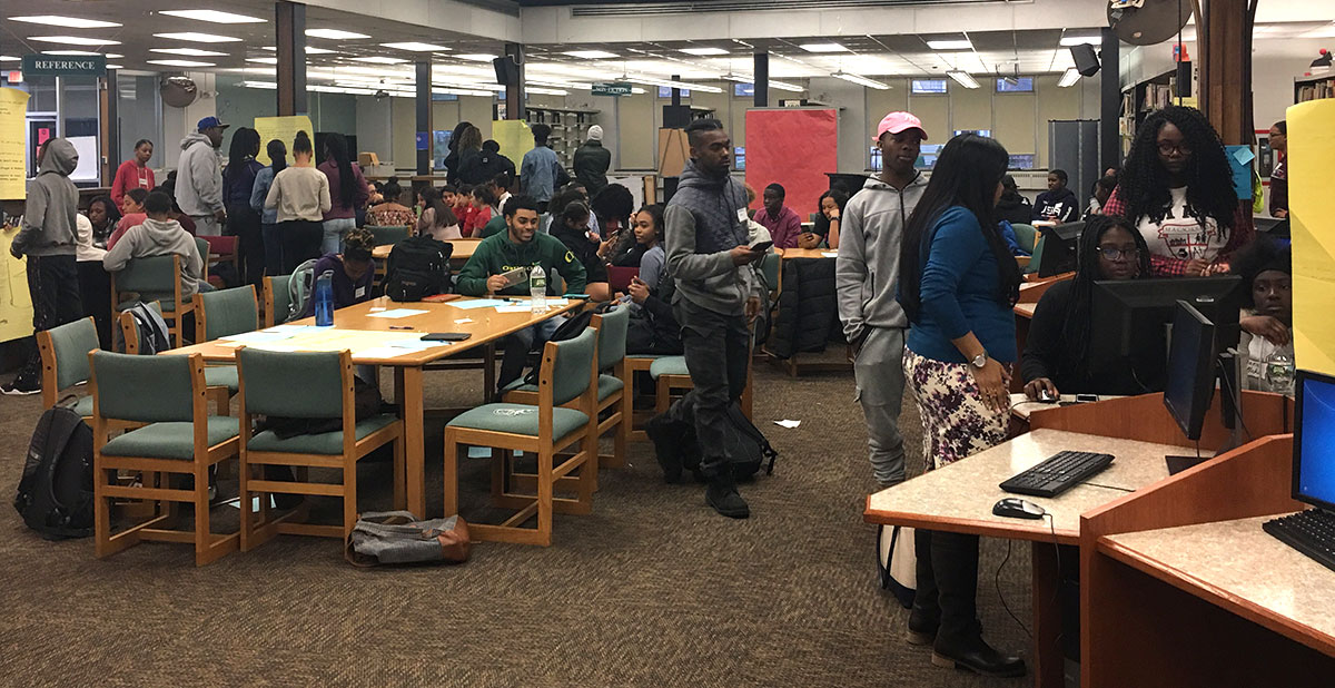 Students participating in an activity at Columbia High School 